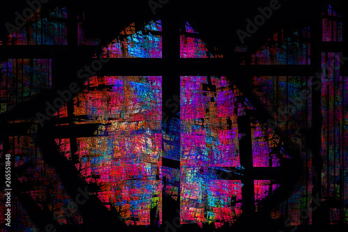 Abstract Stained Glass with Cross photo