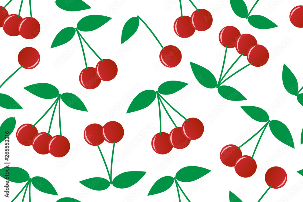 Ripe cherry, seamless vector pattern for wallpapers, textiles and web sites Ripe cherry, seamless vector pattern for wallpapers, textiles and web sites