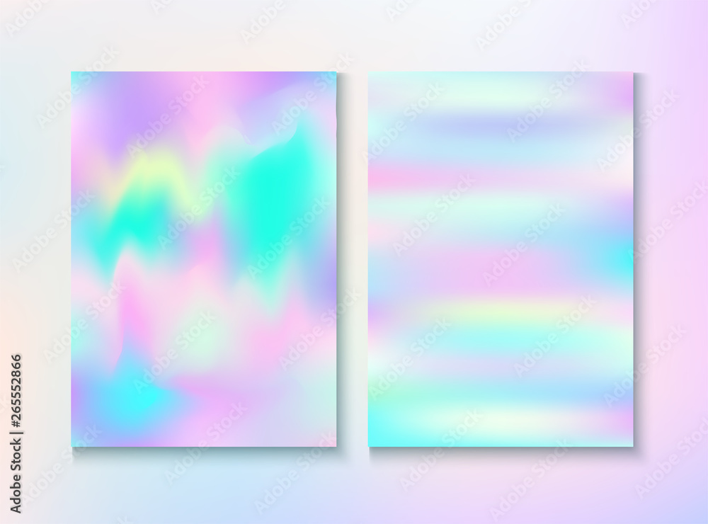 Modern Glitch Rainbow Music Party Vector Poster Set.