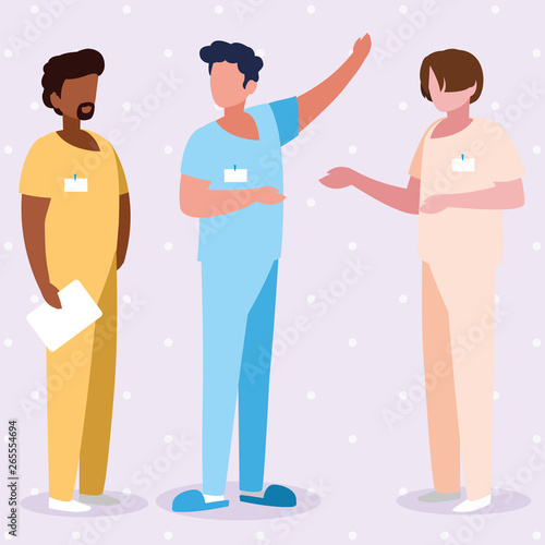 interracial male medicine workers with uniforms