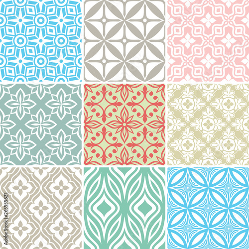Set of seamless wallpaper patterns