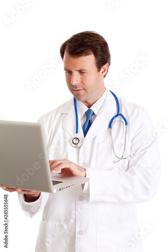 Happy Doctor with Laptop Computer - Medical Healthcare