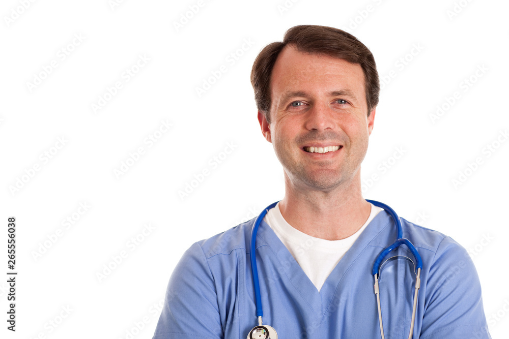 Happy Male Nurse Ready to Work - Medical Healthcare Happy Male Nurse Ready to Work - Medical Healthcare