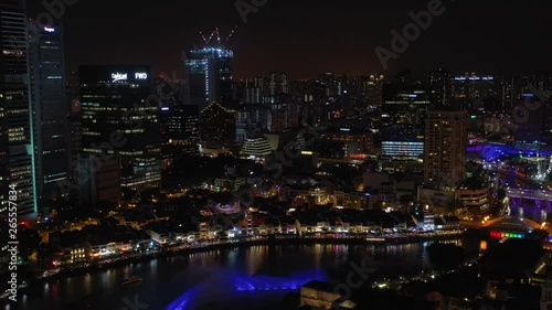 Wallpaper Mural night illumination singapore city downtown riverside boat quay bay aerial panorama 4k  Torontodigital.ca