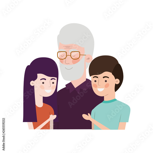 grandfather with children avatar character