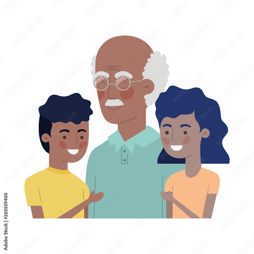 grandfather with children avatar character grandfather with children avatar character