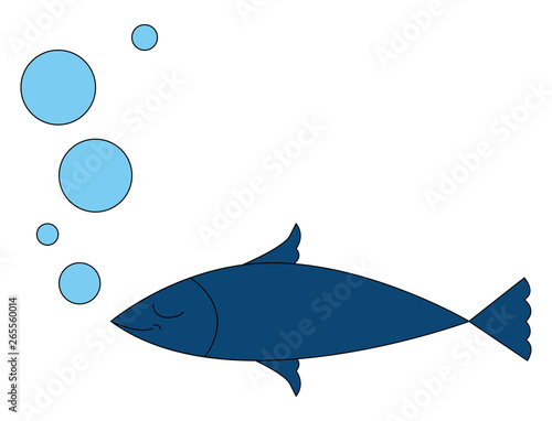 Blue fish and buubles vector illustration photo