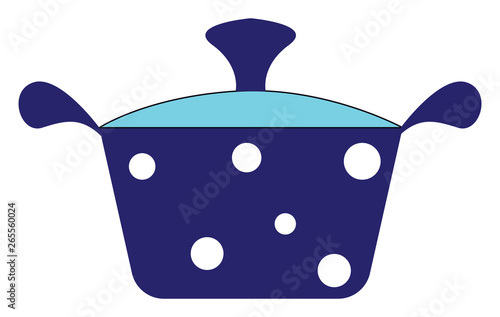 Blue pot with white polka dots