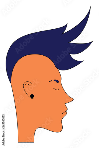 Guy with blue mohawk hairstyle