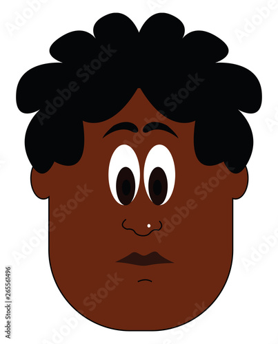A portrait of dark boy vector or color illustration