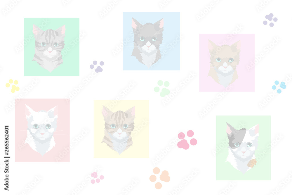 猫の壁紙・カラフルな猫たち