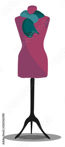 Mannequin in violet dress vector or color illustration