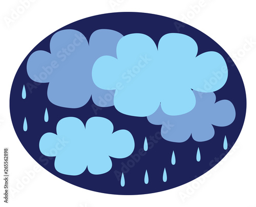Rain coming from dark clouds vector or color illustration