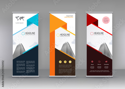 Vertical banner stand template design. can use for brochure flyer, covers ,infographics ,vector abstract geometric background, modern x-banner and flag-banner advertising design element