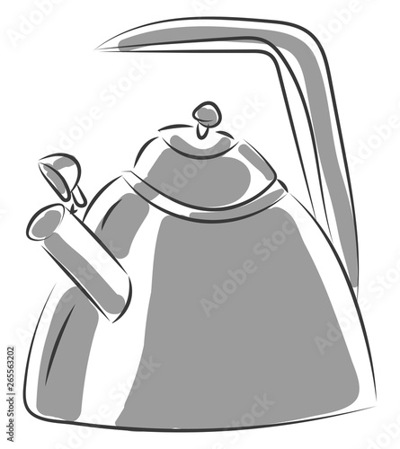 Silver teapot vector or color illustration