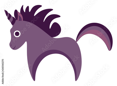 A purple unicorn horse vector or color illustration