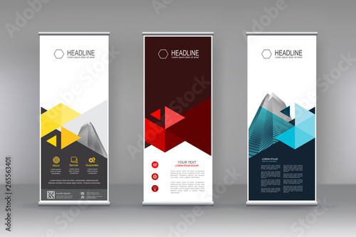 Vertical banner stand template design. can use for brochure flyer, covers ,infographics ,vector abstract geometric background, modern x-banner and flag-banner advertising design element