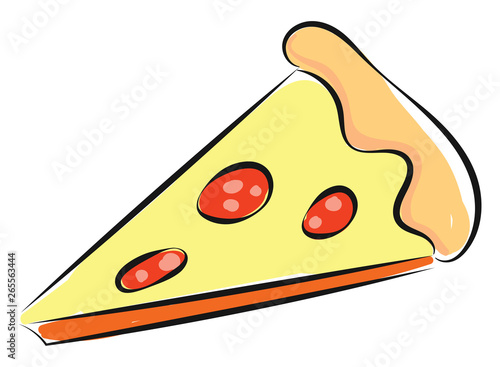 A triangular slice of pepperoni and mushroom pizza vector or color illustration