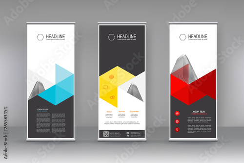 Vertical banner stand template design. can use for brochure flyer, covers ,infographics ,vector abstract geometric background, modern x-banner and flag-banner advertising design element