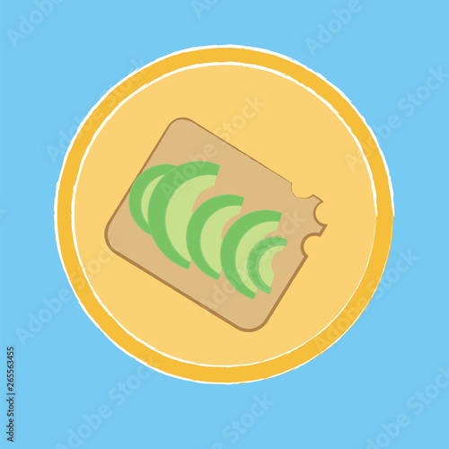 Clipart of the delicious avocado toast over blue background vector or color illustration