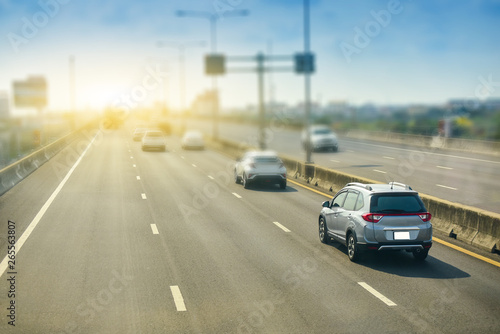 Car driving on highway road,High speed transportation