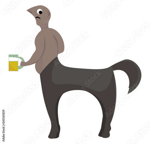 Centaur holding a jar expresses sadness vector or color illustration