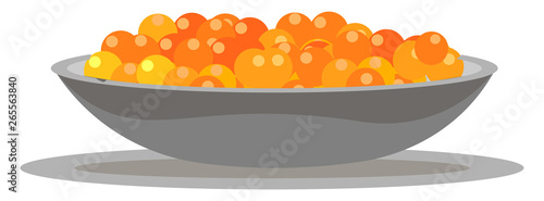 Painting of a giant bowl filled with the tasty caviar vector or color illustration