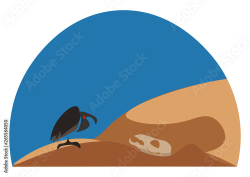 Wild landscape with an eagle perched on the desert vector or color illustration