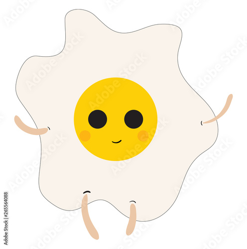 Emoji of a smiling sunny side up egg vector or color illustration