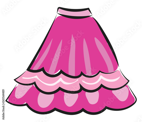 Painting of a showcase pink-colored jupe skirt for children or women vector or color illustration