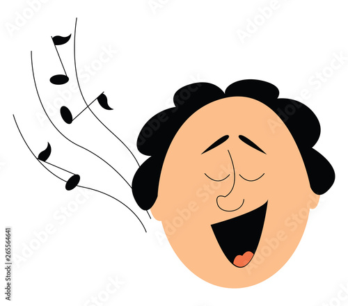 Portrait of a funny-looking man singing viewed from the front and set on isolated white background vector or color illustration