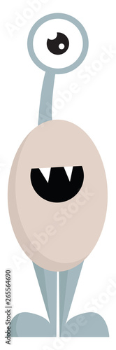 Cartoon one-eyed funny monster vector or color illustration