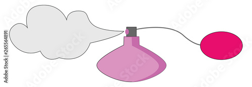 Classic perfume bottle with spray atomizer/Glass perfume bottle pump spray atomizer vector or color illustration