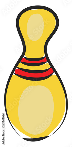 Outdoor yellow-colored bowling pin vector or color illustration