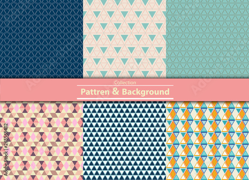 Collection of Retro different vector seamless patterns tiling