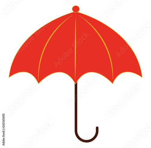 Clipart of a red-colored compact and light umbrella/Red umbrella with hook handle looks stylish vector or color illustration