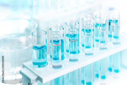 test tubes with blue liquid, Laboratory tubes with blue liquid in the laboratory, available for scientists working in laboratories, tools for laboratory scientists.