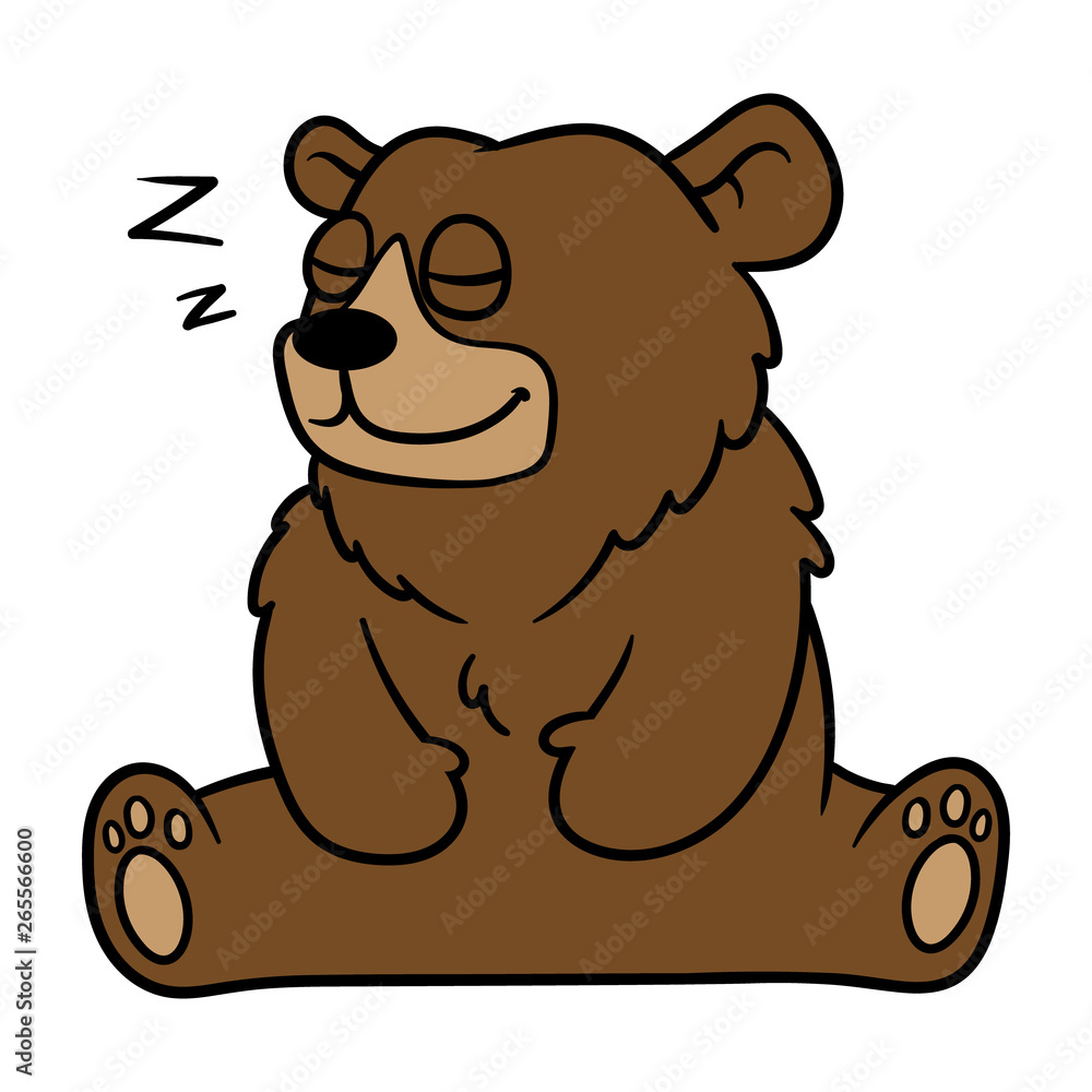 Cartoon Lazy Grizzly Bear Sleeping Stock Vector | Adobe Stock