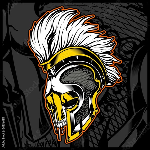 head skull wit helmet gladiator vector