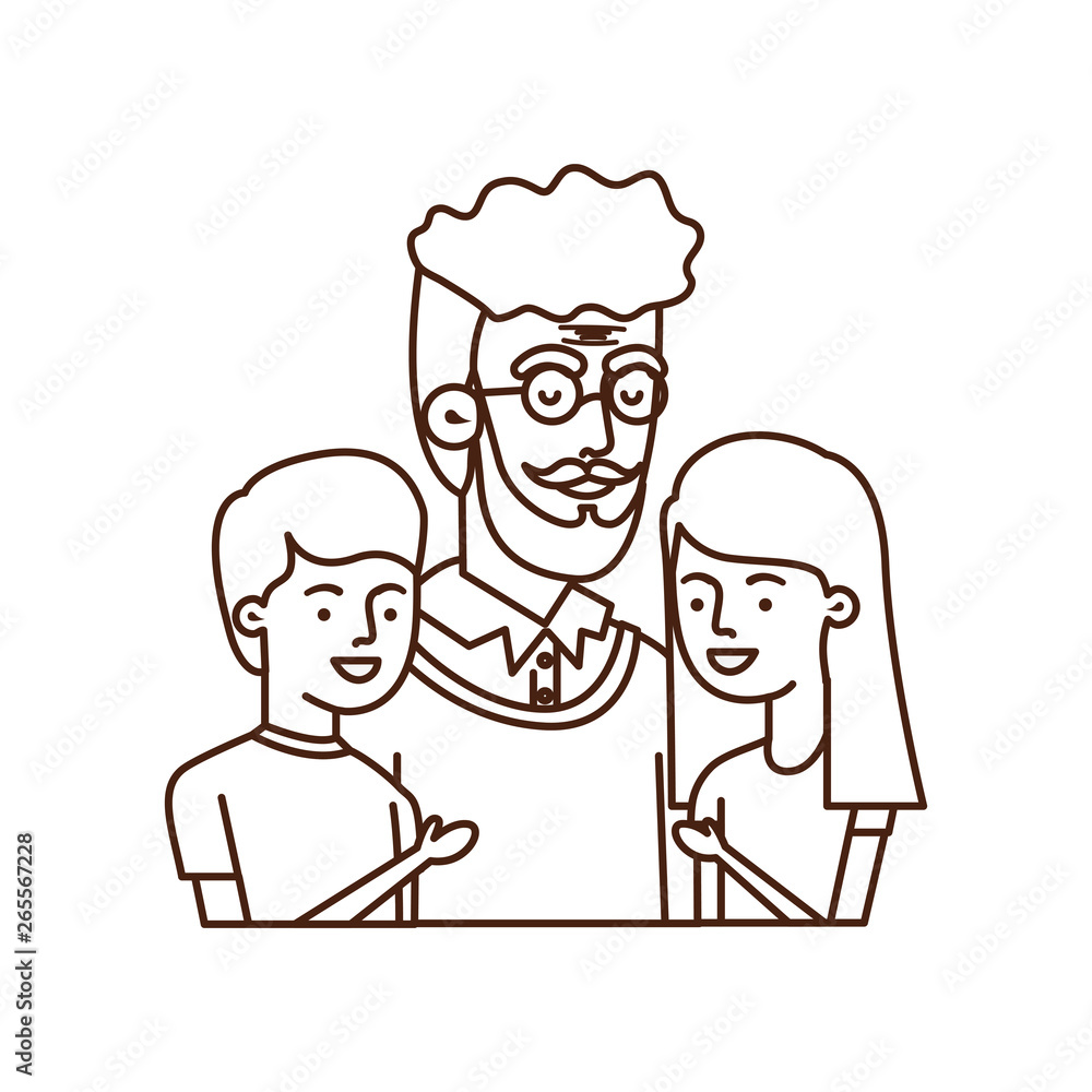 grandfather with children avatar character grandfather with children avatar character