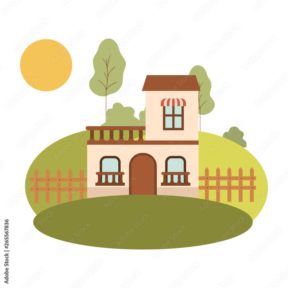 Fototapeta premium house with front view in landscape