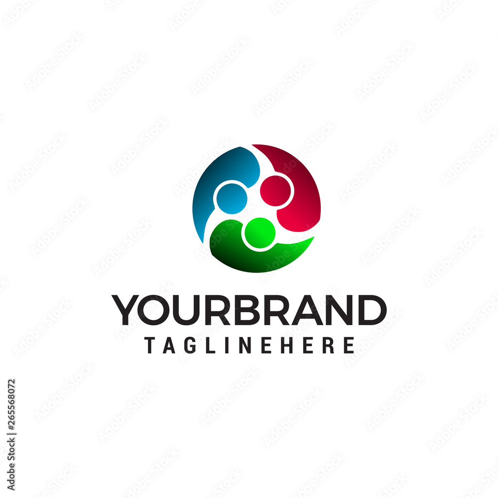 Obraz premium connection of people in a circle logo design concept template vector