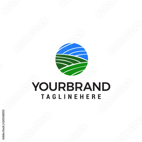 green landscape agriculture logo design concept template vector