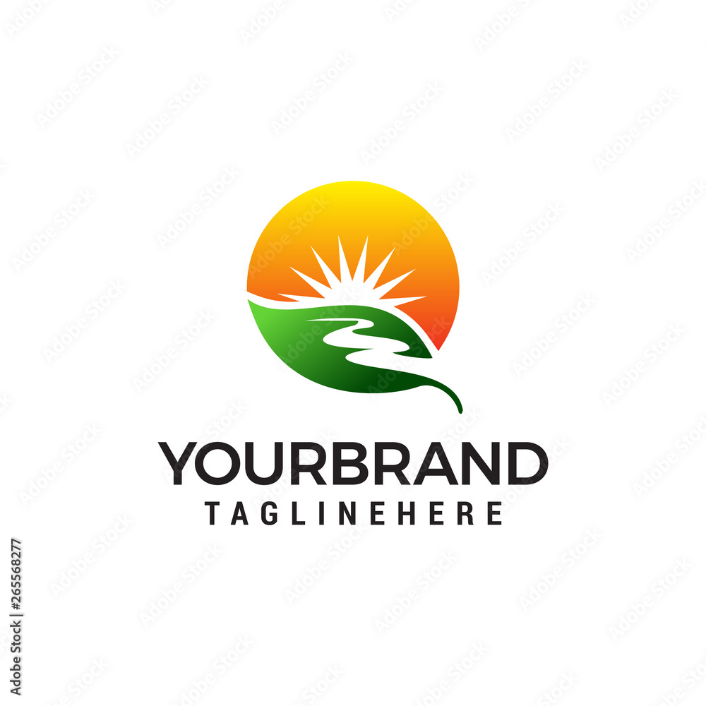road and sun logo design concept template vector road and sun logo design concept template vector