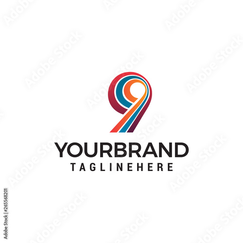 number 9 logo design concept template vector