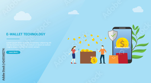 e-wallet technology payment concept for website design template landing homepage or banner - vector