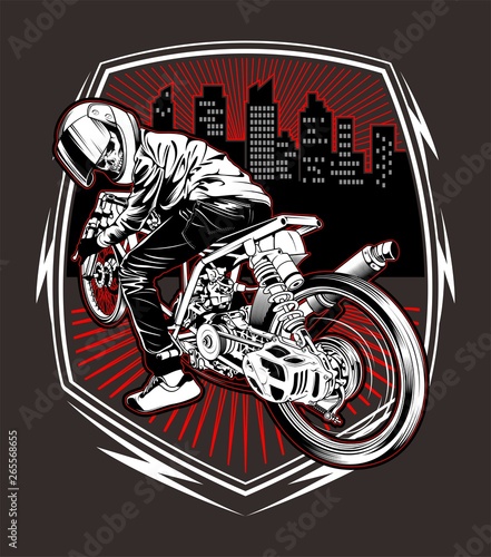 skull motorcycle racing hand drawing vector