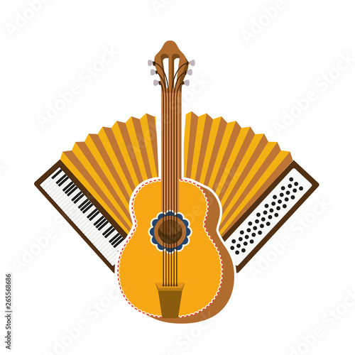 guitar and accordion isolated icon