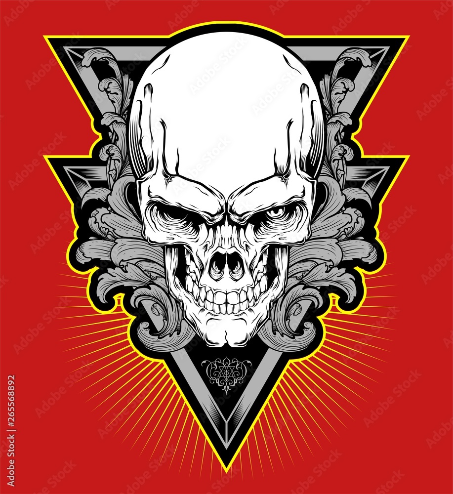 head skull with floral hand drawing vector head skull with floral hand drawing vector
