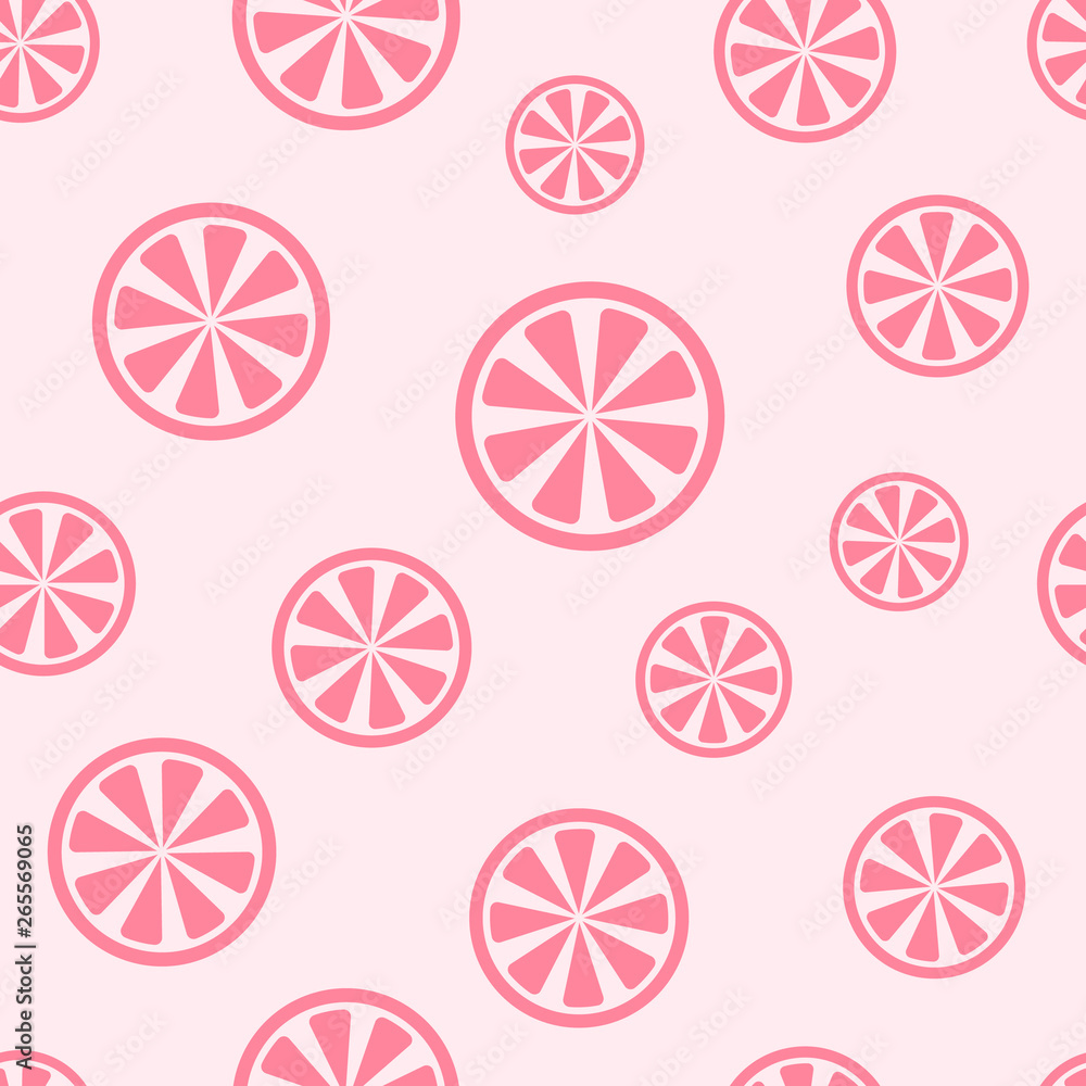 Rose grapefruit pattern. Seamless vector background